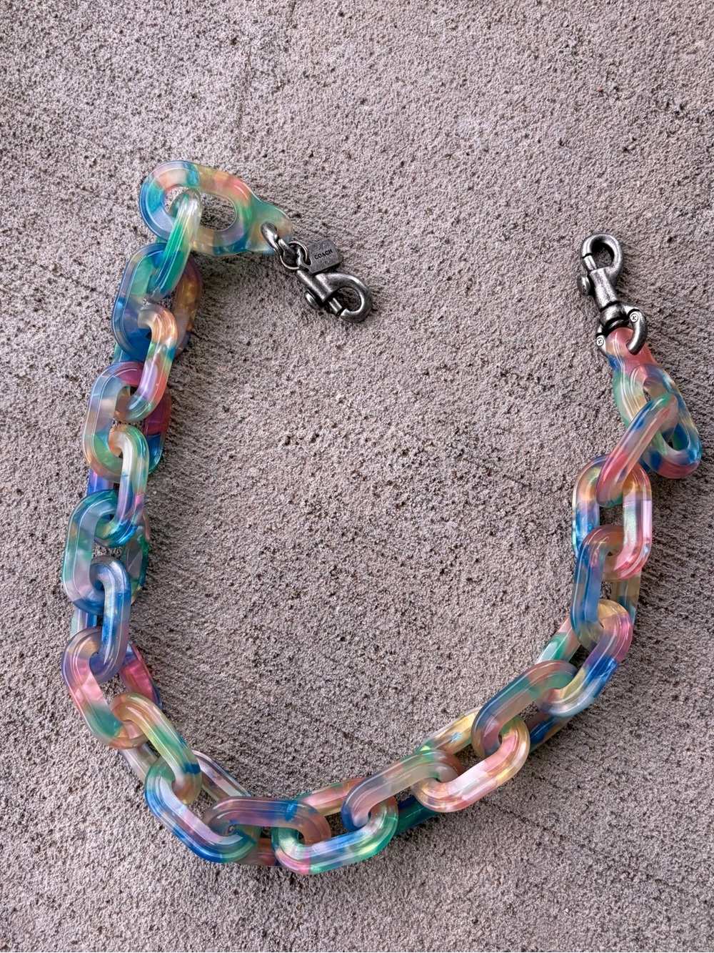 Coach rare resin chain strap multi color blue charm pastel hard to find NWOT - Picture 8 of 8
